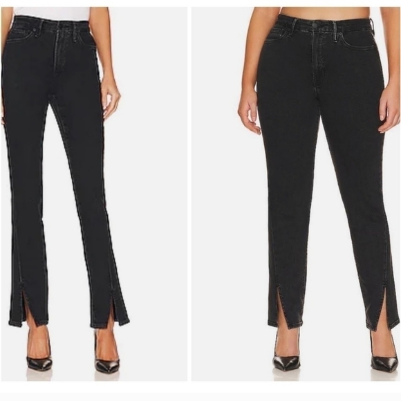 GOOD AMERICAN Good Boy Ankle Slit Jeans in Black, sz 12 - Picture 1 of 12
